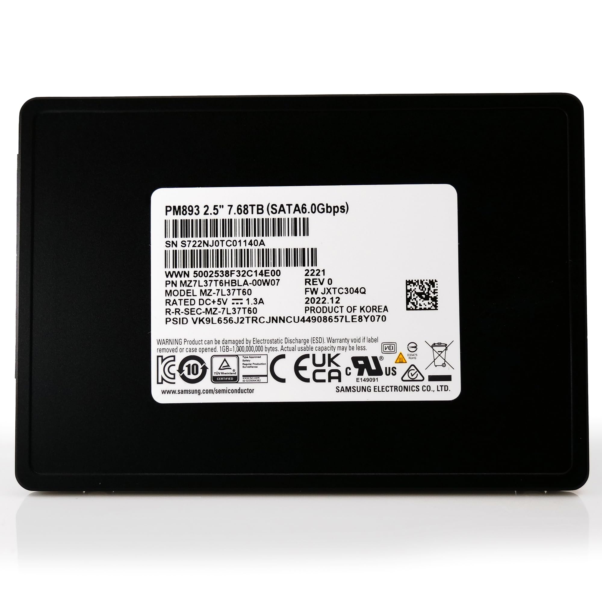 Amazon.com: Samsung PM893 7.68TB SATA SSD MZ7L37T6HBLA 6Gb/s V6